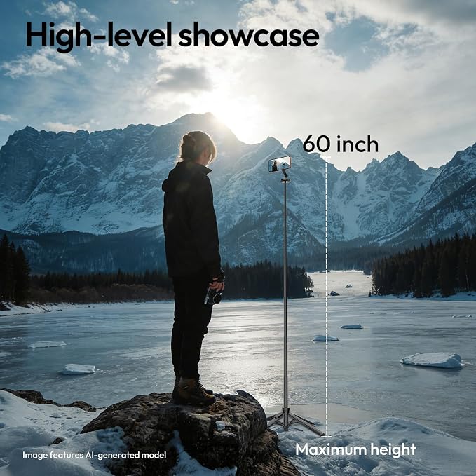 ULANZI MT85 60" Magnetic Phone Tripod for iPhone 17, Auto Open Selfie Stick | N52 Magnetic, Aluminum, Enhanced 4-Leg, Extendable Phone Stand for Magsafe w Remote for Travel Vlog Content Creator Essential - Image 6