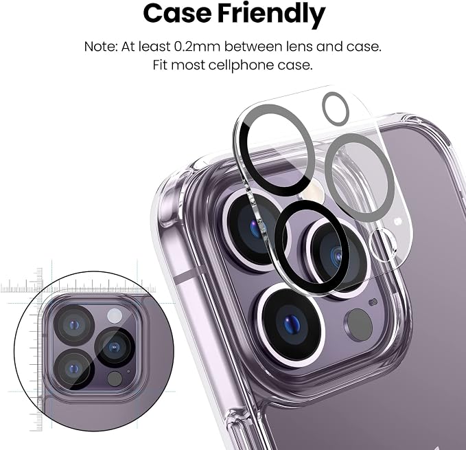 Tensea [3Pcs] for iPhone 14 Pro / 14 Pro Max Camera Screen Protector, Tempered Glass Film Camera Cover Lens Protector, Full Edge to Edge, HD Clear, Case Friendly for iPhone 14Pro 6.1"/ 14 ProMax 6.7" | Tempered Glass Film Lens Cover Screen Protector, F... - Image 5