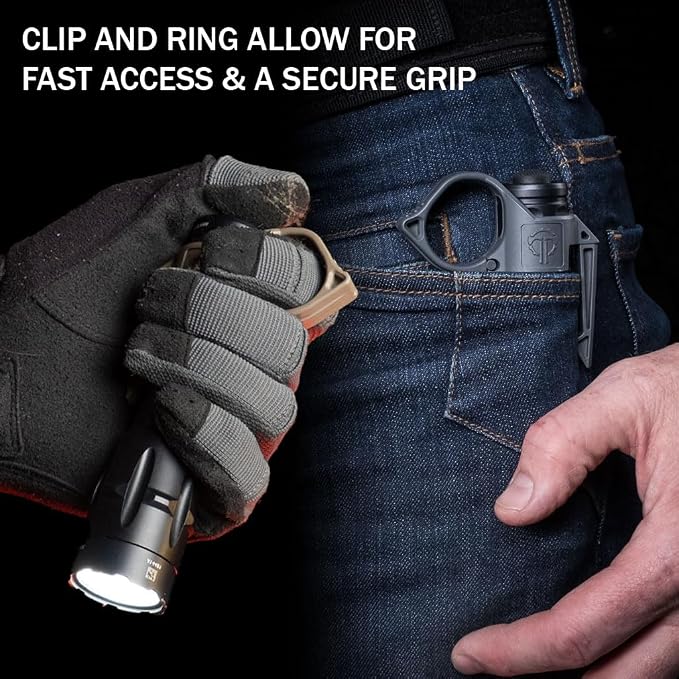 Thyrm Switchback Large 2.0 Flashlight Ring, Pocket Clip for 1-Inch Light | For 1-Inch Tactical Light, Finger Retention Ring Loop, Made in USA, Compatible with SureFire G2X-Size, Modlite Handheld Light - Image 3