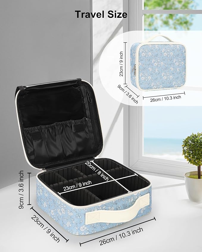 Relavel Travel Makeup Case, Professional Makeup Artist Makeup Bag, Portable Makeup Train Case Organizer with Adjustable Dividers, Cute Cosmetic Bags Birthday Gifts for Girls and Women - Image 5