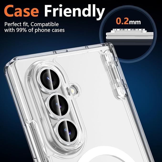 for Samsung Galaxy Z Fold 8 Ultra Camera Lens Protector, Individual Metal Ring Tempered Glass Lens Cover, [Strong Adsorption] Scratch Resistant Ultra-Thin HD Clear Lens Cover, 1 Set-Silvery - Image 6