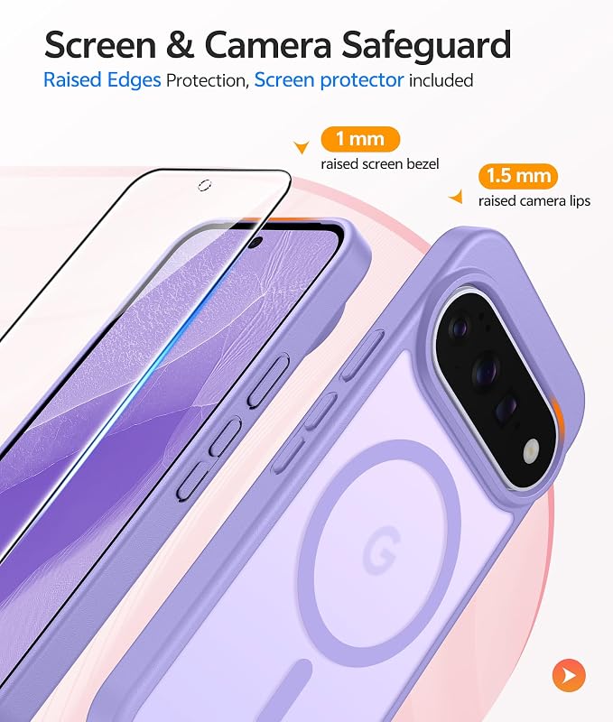 FNTCASE for Google Pixel 11 Pro Case / Pixel 11 Case, with Screen Protector | Fit for Magsafe, Translucent Matte, 14FT Military Grade Drop Protection, Shockproof Protective Phone Cover, Light Purple - Image 4