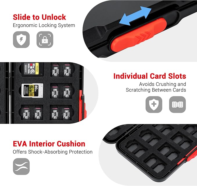 Pop Up Style CFexpress Type A Card Case,60 Slots Memory Card Holder for 20 CFexpress Type-A Cards & 40 MicroSD/MicroSDXC/MicroSDHC/MSD Cards, Portable TF CFA Memory Card Case(NOT Fits Large SD Cards) - Image 3