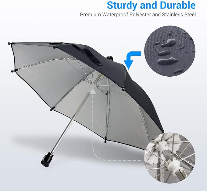 DSLR Mirrorless Camera Hot Shoe Umbrella Sunshade Rain Cover Protector | 360°Adjustable,Camera Umbrella for EOS R100 R50 R8 R7 R10 R6M2 R6V R5 C Rebel T8i T7 90D A7RVI A7RV A7IV A7S III Z5 Z6 Z7II - Image 5