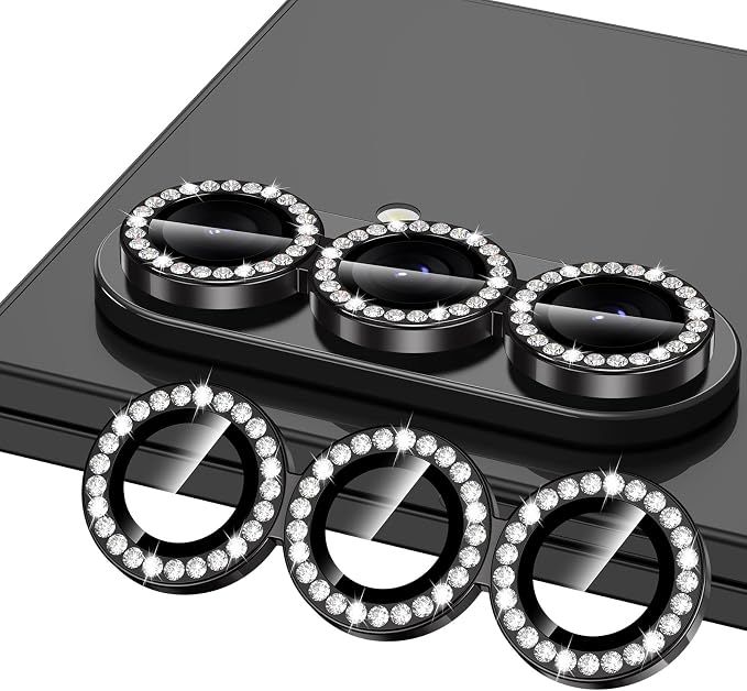 for Samsung Galaxy Z Fold 7 Camera Lens Protector, Individual Metal Ring Tempered Glass Lens Cover, [Strong Adsorption] Scratch Resistant Ultra-Thin HD Clear Lens Cover, 1 Set-Black Diamond - Image 2