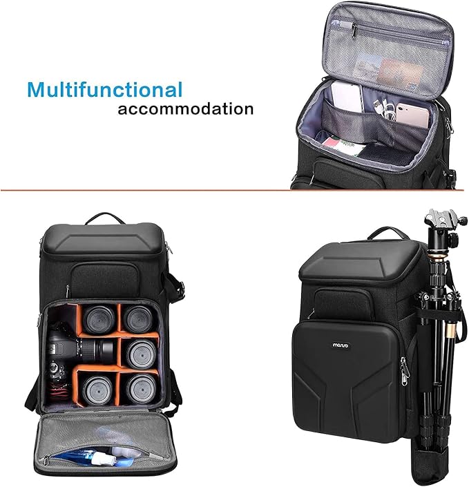 MOSISO Camera Backpack, DSLR/SLR/Mirrorless Photography Camera Bag | Waterproof Front Hard Shell&17.3 inch Laptop Compartment&Tripod Holder&Rain Cover Compatible with Canon/Nikon/Sony,Space Gray - Image 2