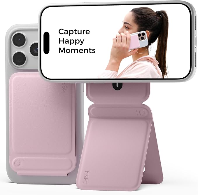MOFT Phone Tripod Stand, Portable Selfie Stick for iPhone, Mulit-Angle | Pocket Size | Strong Magnets l MOVAS Leather | Magsafe Compatible | Easy to Charge | Stylish |For Content Creators by MOFT