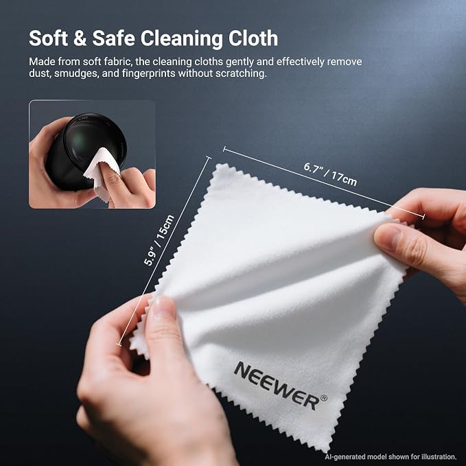 NEEWER 2 in 1 Camera Lens Cleaning Accessories Kit for Electronics, Phones, Tablets, Laptops, 1x Double Head Lens Brush Pen + 1x Cleaning Cloth, HM-51 - Image 2