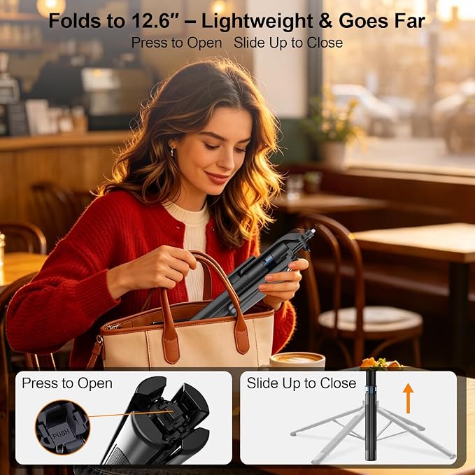 Content Creator Essentials Vlogging Kit for iPhone, Tripod & Wireless Mic | 71" Tripod with light, remote, selfie stick, phone stand. Designed for TikTok, YouTube, video recording - Image 8
