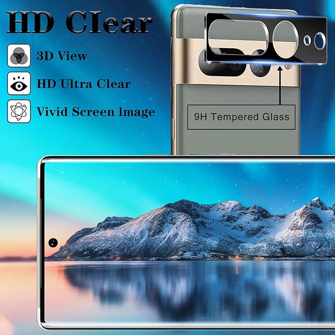 [3+3Pack] for Google Pixel 7 Pro Screen Protector with Camera Lens Protector [Fingerprint Unlock Support] [9H Hardness] [Easy to Install] [HD Clear] Tempered Glass Screen Protector for Pixel 7 Pro - Image 7