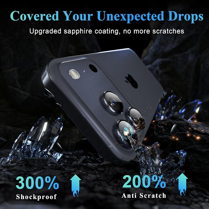 YWXTW Camera Lens Protector for iPhone 17 Pro/iPhone 17 Pro Max, [1 Step Installation Tray] Tempered Glass Screen Protector Metal Individual Camera Cover Accessories Case Friendly (Deep Blue) - Image 3