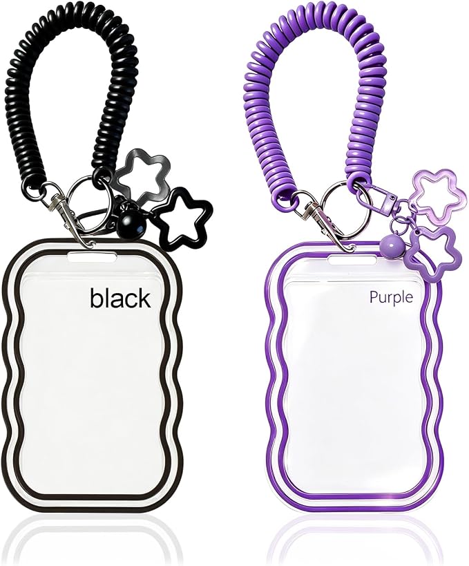 2 Pack Cute Photocard Holder Keychain,Kpop Photo Card Holder | Creative Photo Protector Keychain Accessories for Bus Card, Daily Display & Travel Decorations Gifts by Unknown