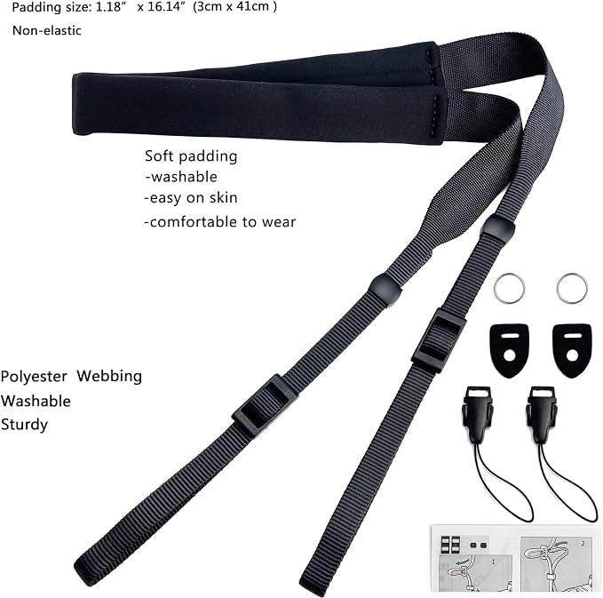 Camera Neck Strap Thin,Binocular Strap with Neoprene Padding,Camera Lanyard,Digital Mirrorless Camera Strap for Photographers,Washable,Black,58 Inch - Image 2