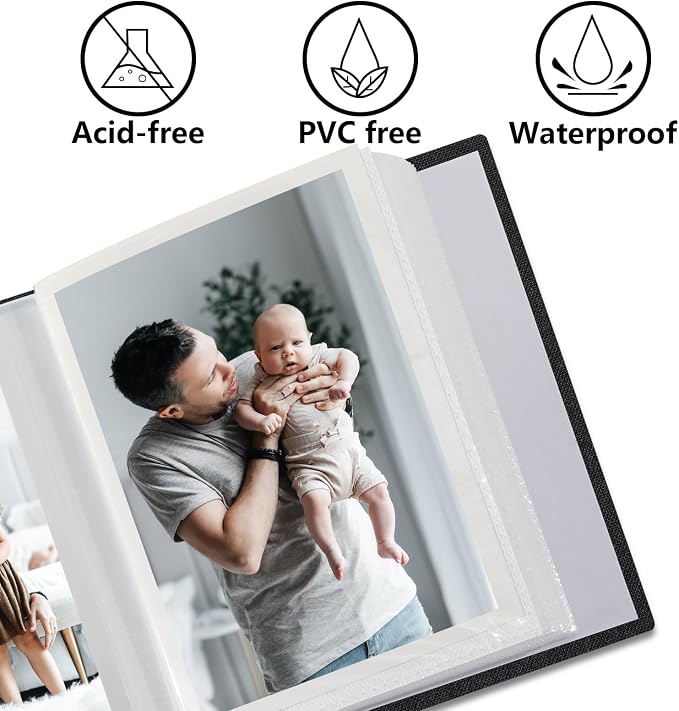 Vienrose Small Photo Album 4x6 Slip-in Picture Album 50 Pages Holds 100 Photos, Portable Photo Book 4x6 for Wedding Family Baby Travel Black | Portable Design Photo Book, Memory Book, Wedding Family Baby Travel, Easy To Carry - Image 3