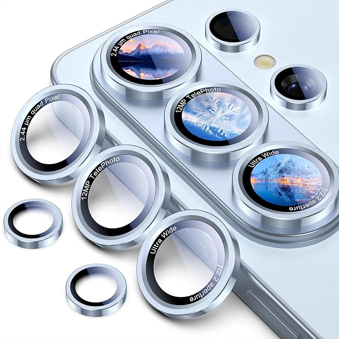 Uyiton for Samsung Galaxy S26 Ultra Camera Lens Protector, Unique Design | Case-Friendly, Ultra-Thin, Military-Grade Sapphire Glass with Aluminum Metal Rear Camera Screen Cover, Sky Blue - Image 8