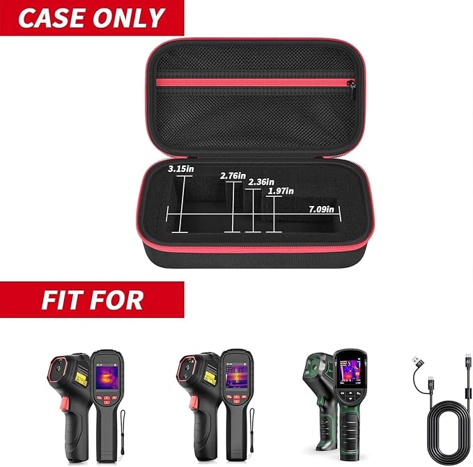 Boobowl Hard Thermal Camera Case for TOPDON TC004, for HSFTOOLS HF96, H128 | Infrared Camera Box, Removable Foam and Storage Pocket for USB Cables and Calibration Cards, Technicians, Case Only - Black - Image 2