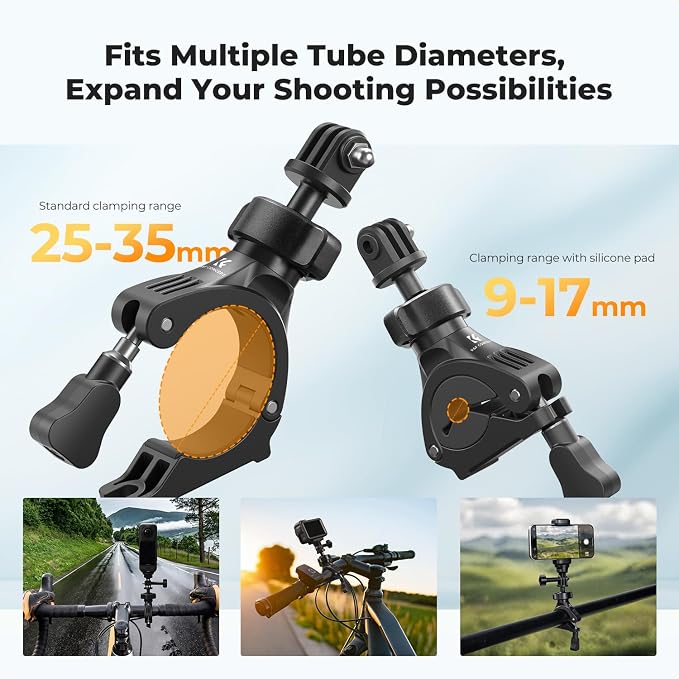 K&F CONCEPT Handlebar Bike Mount, 360° Rotation Camera Clamp Mount | with 1/4" Screw Compatible with Hero 13/12/11/10, Osmo Action 6 5 4 Pro, 360 X5 X4 and Smartphones, MS69 - Image 2