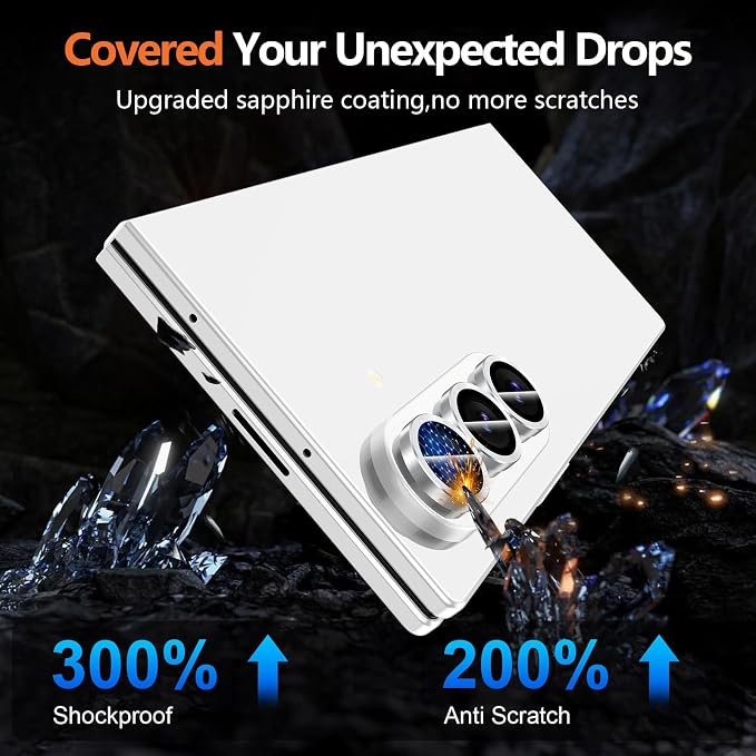 for Samsung Galaxy Z Fold 8 Ultra Camera Lens Protector, Individual Metal Ring Tempered Glass Lens Cover, [Strong Adsorption] Scratch Resistant Ultra-Thin HD Clear Lens Cover, 1 Set-Silvery - Image 5