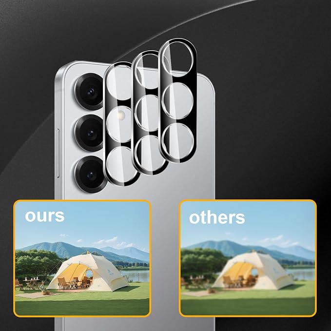 3 Pack Camera Lens Protector for Samsung Galaxy S25 Plus | Tempered Glass,Anti-Fingerprint,9H Hardness,Scratch Resistant,Easy to Install,Bubble Free,HD Clarity - Image 6