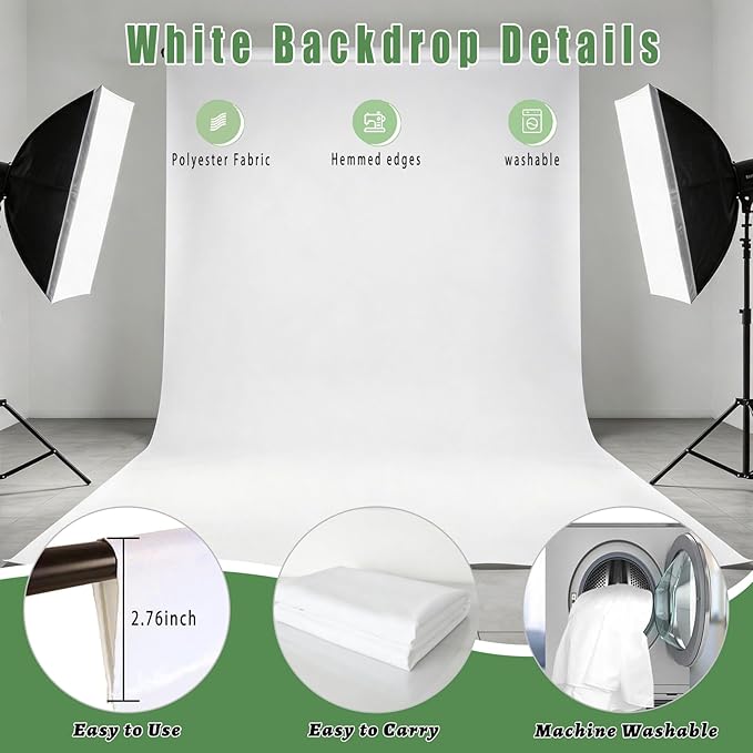 White Photography Backdrop for Photoshoot, Fabric 10x20ft | Versatile Studio Photo Backgrounds, Non Reflective, Easy to Use, for Portraits, Product, Party, Video Creation - Image 6
