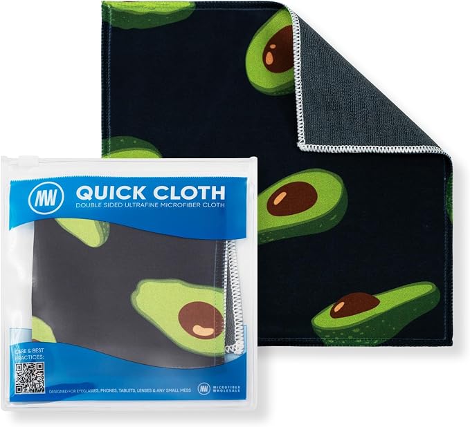 Microfiber Wholesale Quick Cloth Glasses Cleaning Cloths 8x8 Avocado 1-Pack | with Case | Double-Sided Lens Cleaner for Eyeglasses, Camera, Screens & Glass | Reusable Microfiber Glass Polishing Cloths by MicrofiberWholesale