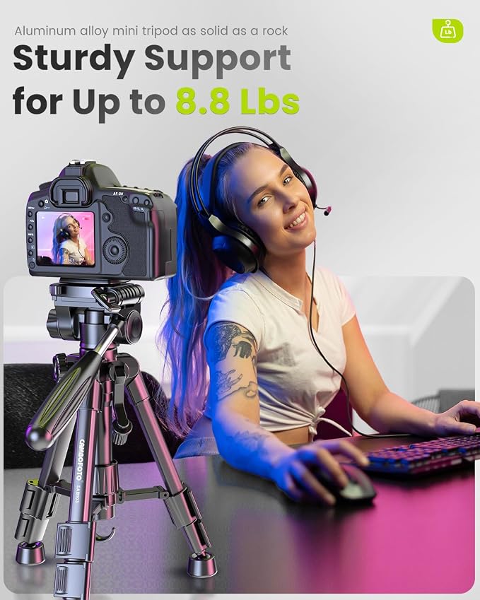CAMBOFOTO 30"-Camera-Tripod, Porfessional Aluminum Heavy Duty Tripod Stand for Mirrorless Camera/DSLR/Cell Phone/Camcorder, with Holder and Travel Bag (Weight 1.5Lb, Max Load 15 Lb) | Heavy Duty Tripod for Mirrorless Camera/DSLR/Camcorder, with Holder ... - Image 9