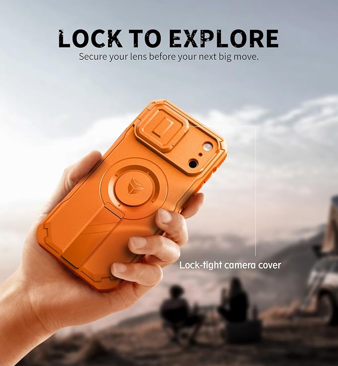 Dexnor for iPhone 17 Pro Max Case, [Built-in Flip Camera Cover & Camera Control Cover & Kickstand], Compatible with MagSafe, Heavy-Duty Rugged Shockproof Magnetic Phone Cover, 6.9 inch Orange - Image 4