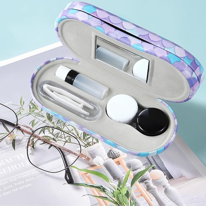 AITIME 2 in 1 Contact Lens and Glasses Case Combo,Contact Travel Case Kit | Double Sided Eye Contact Case with Remover Tool,Storage Organizer Accessories,Cute Eyeglasses Case with Contact Holder - Image 2
