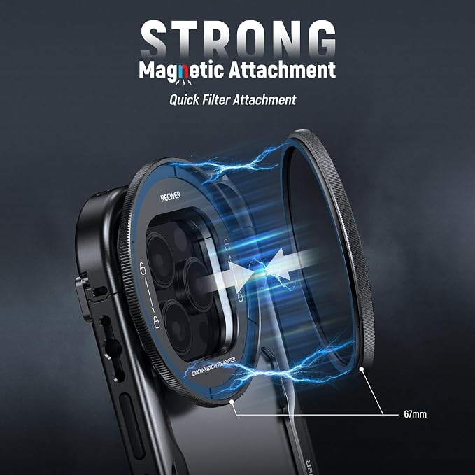 NEEWER 67mm Magnetic CPL Filter Set, Circular Polarizing Multicoated HD with Magnetic Filter Backplate Adapter, Compatible with iPhone 16 Pro/16 Pro Max Phone Cage Video Rig (PA073/PA074) - Image 3