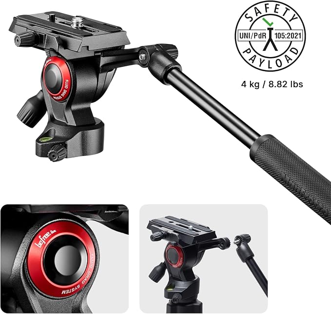 Manfrotto Befree Live, Travel Video Tripod with Video Camera Head and Lever Closure, Aluminum Tripod for DSLR, Mirrorless, Reflex Cameras and Video Cameras, Camera and Video Accessories - Image 4