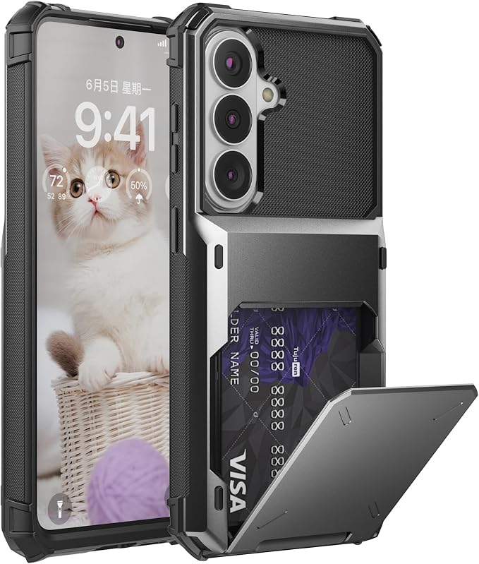 Foluu Wallet Case for Samsung Galaxy S26 with Card Holder, 5 Credit Hidden Card Slot Flip Cover Dual Layer Protective Hard PC Back & Soft TPU Bumper - Stylish Case for Galaxy S26 2026 (Gray) - Image 9