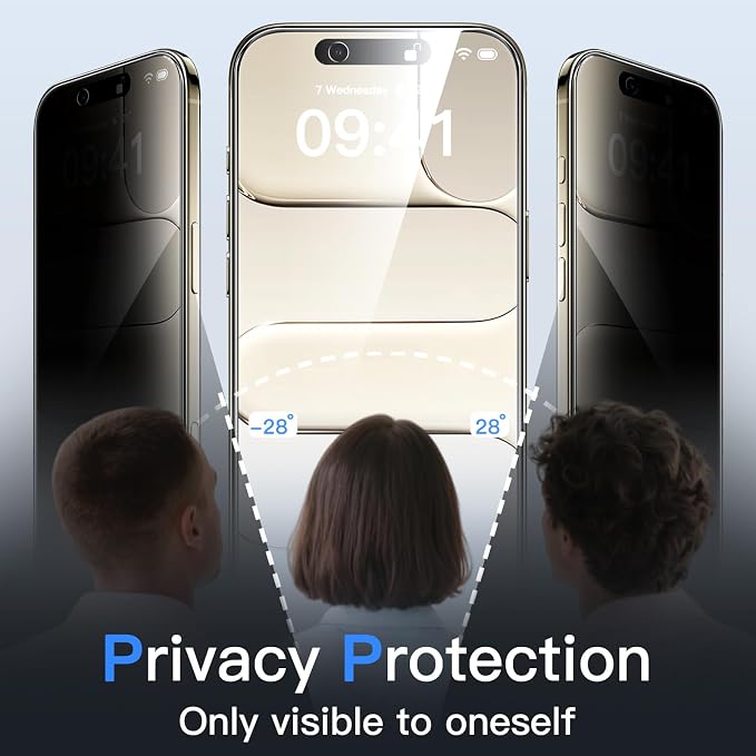 JETech Privacy Screen Protector for iPhone Air, 2+2 Pack | Anti-Spy Tempered Glass, with Camera Lens Protector, Easy Installation Tool - Image 3