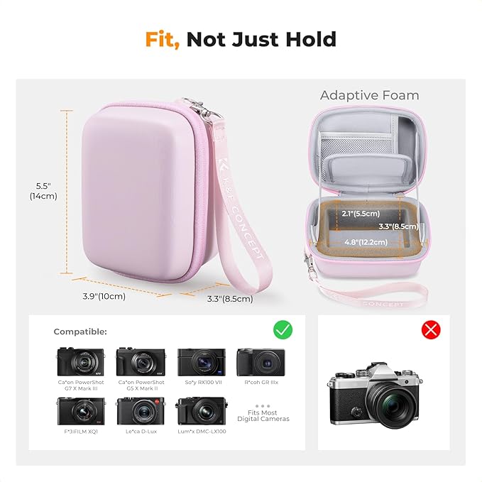 K&F CONCEPT Carrying Case for Digital Camera, Hard Shell Protective Case | Compatible with Ricoh GR III/GR IIIX/for Sony ZV-1 RX100/ for Canon G7X Mark III/G5X Mark II (Case Only),BE02 - Image 5