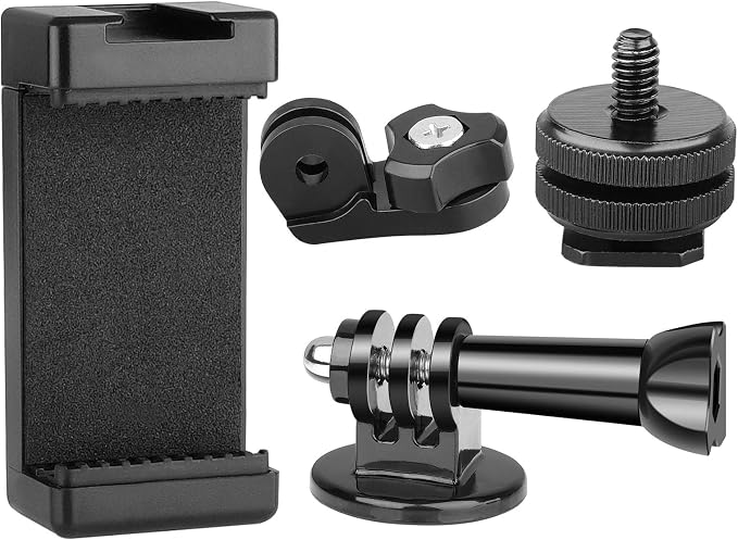 Anwenk Phone Holder Hot Shoe Mount Adapter with Cold Shoe Mount for Microphone/ Flash Light Compatible with Gopro Hero DJI Osmo Action Camera Smartphone, Attach on DSLR Camera / Ring Light/ Tripod - Image 6