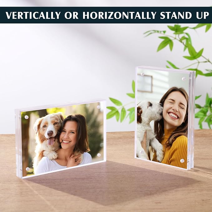 Kigley 6 Pcs 4 x 6 Inch Acrylic Picture Frames, Clear Acrylic Photo Business Card Frame Desktop Display Double Sided Wallet Size Frame Freestanding Frames for Film Photos Cards Stamp - Image 4