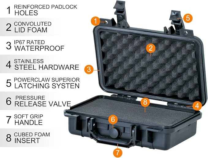 MEIJIA Portable All Weather Waterproof Protective Hard Case, Small Camera Case,Dry Case with Customizable Foam,Fit Use of Drones, Camera,Equipments, 11.65 ”x8.35”x3.78” - Image 5