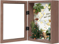 Muzilife 8x10 Shadow Box Wood Picture Frame, 2.16 Deep, Real Glass, Brown | FSC-Wood, Magnetic Door, Linen Interior & Pins, Vertical, Horizontal Wall Hanging, Display Case Frame for Photos & Keepsakes by Muzilife