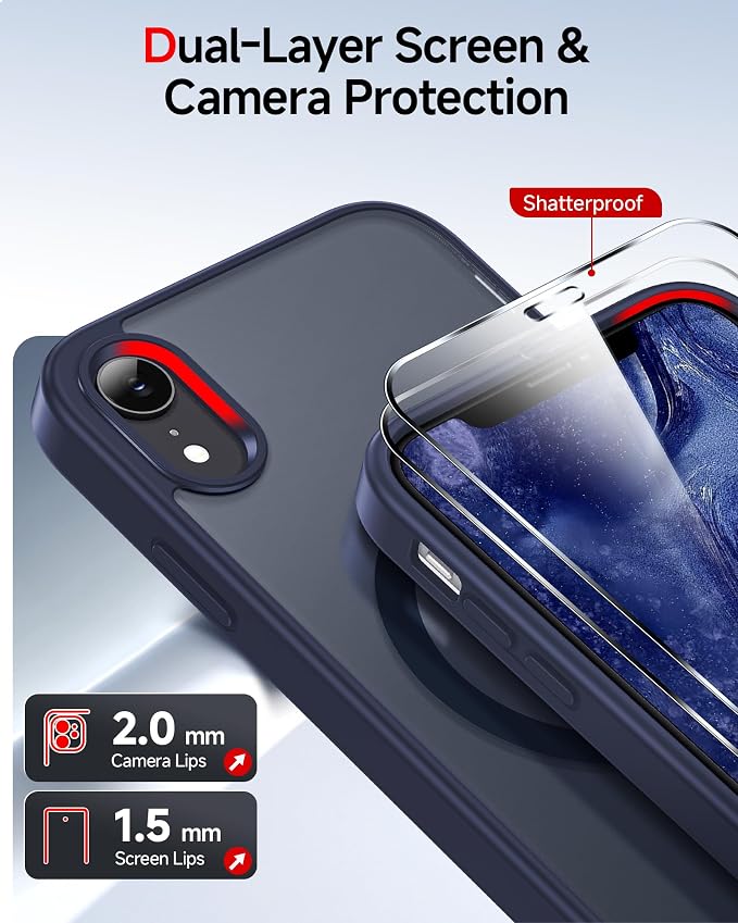 LeYi for iPhone-XR Case Blue with Screen Protector X2 + Camera Cover X2:[ MagSafe Compatible] Magnetic Slim Cases for i Phone iphoneXR Protective Women Men Fundas para 10XR, Navy Blue - Image 2
