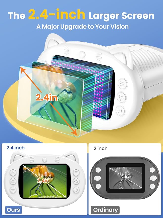 Microscope for Kids, 2.4 Inch Digital Microscope with 1000X Magnification, Handheld Camera Mini Pocket Magnifying Glass, Educational Toys for Ages 3+, White - Image 3