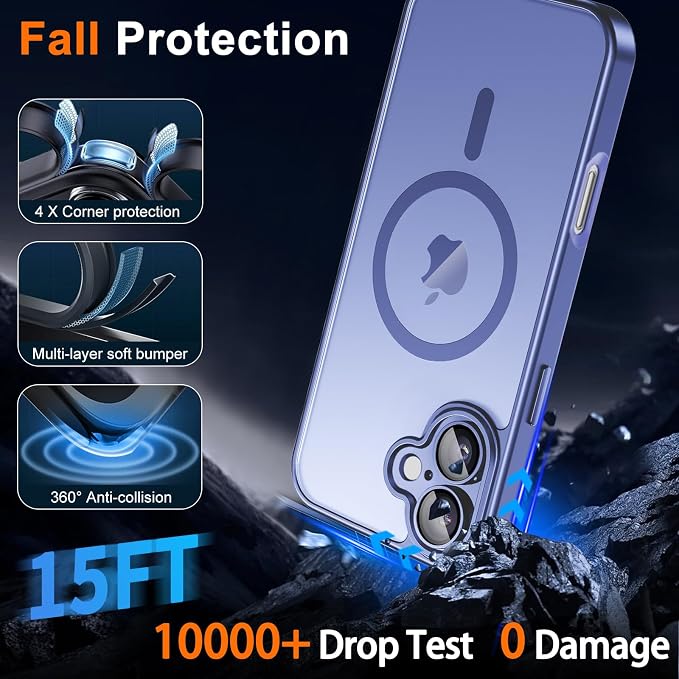 for iPhone 17 Case with Privacy Screen Protector, Light Blue | Full Camera Protection, Magnetic, Compatible with MagSafe, Translucent Matte Shockproof Phone Protective Cover for iPhone 17 - Image 5