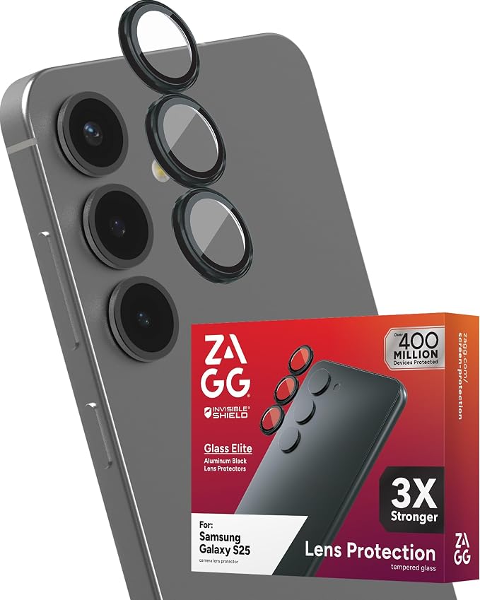 ZAGG Glass Elite Anti-Reflective Samsung Galaxy S25 Camera Lens Protector – Anti-Glare Technology, Maximum Impact & Scratch Resistance, Smudge-Free Surface, Recycled Materials by ZAGG