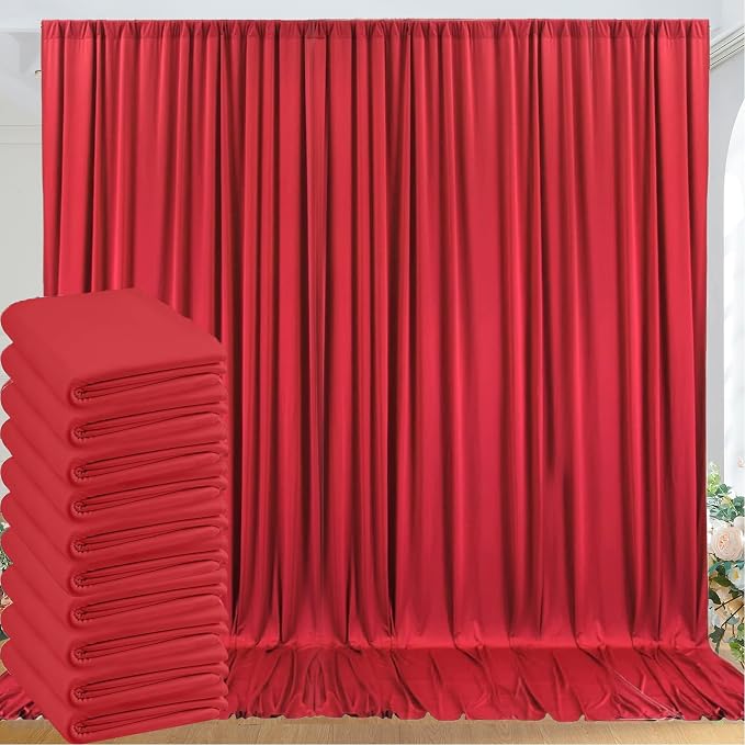 50ft x 10ft Wrinkle Free Red Backdrop Curtains for Parties, 10 Panels 5x10ft Silky Polyester Photo Backdrop Drapes for Christmas Weddings Birthday Party Photography Background Decor - Image 8