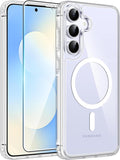 FNTCASE for Samsung Galaxy S25 FE Case, Fit for Magsafe, Screen Protector | Clear Anti Yellowing Magnetic Back, 14FT Military Grade Drop Protection, Shockproof Protective Phone Cover, Transparent by FNTCASE