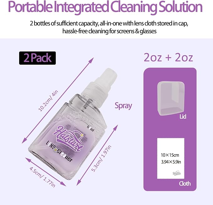Phone Touch Screen Cleaner Mist Spray and Wipe, Hatstart Pristine Eyeglass Cleaning Kit for TV Laptop Computer Tablet PC LCD Flat Screens Car Display, Compatible with iPhone iPad MacBook Pro, Purple - Image 3