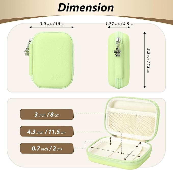 Digital Camera Case for KODAK PIXPRO FZ55/FZ45, Case Only, Mint Green | Fits CAMKORY DC403 and Canon PowerShot ELPH 360 HS Compact Digital Cameras, Small Hard Shell Camera Pouch with Mesh Pocket - Image 2