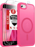 LeYi for iPhone SE-3rd-Generation Case Pink: iPhone SE Cases with [ Camera Cover X2+ Screen Protector X2] i Phone 8 Cover iPhone 7 for Magsafe Magnetic Slim SE3 3rd Generation SE2 2nd Gen, Hot Pink by LeYi