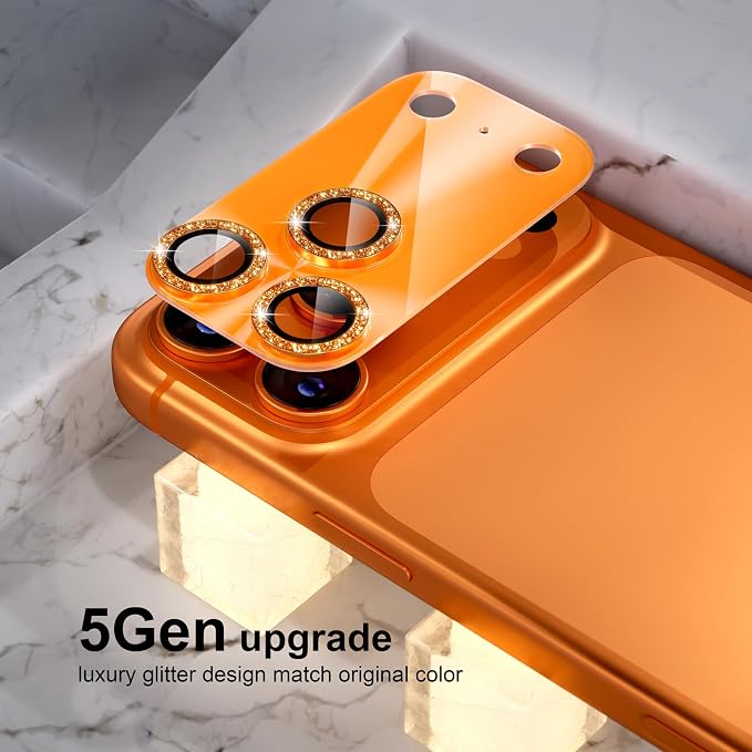 Choiche for iPhone 17 Pro Max Camera Lens Protector, Light-Orange | Bling Metal Camera Cover with 9H Tempered Glass Lens Screen Protector Accessories, Strong Adsorption, Case-Friendly, 6.9-inch - Image 7
