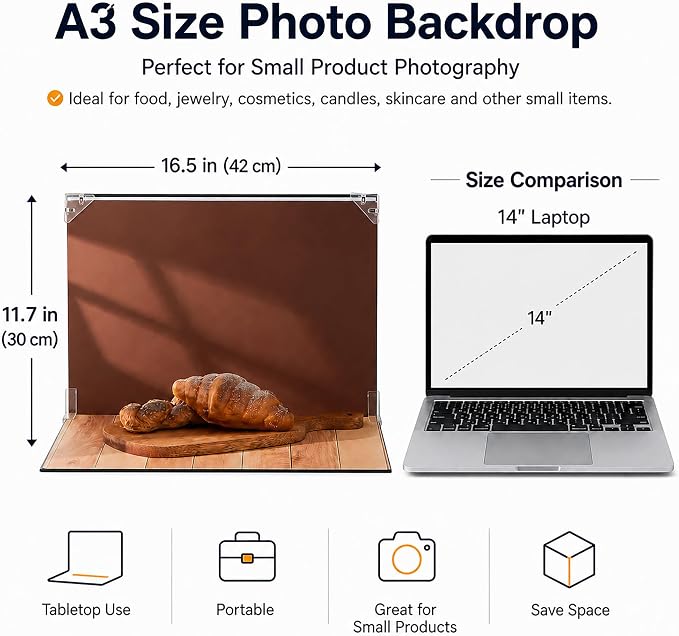 Product Photography Backdrop Kit with 7 Shadow Boards, Tabletop Photo Backdrop Board, 12 Double-Sided Background Papers, Food Photography Backdrops for Jewelry, Cosmetics, Skincare & Small Products - Image 2