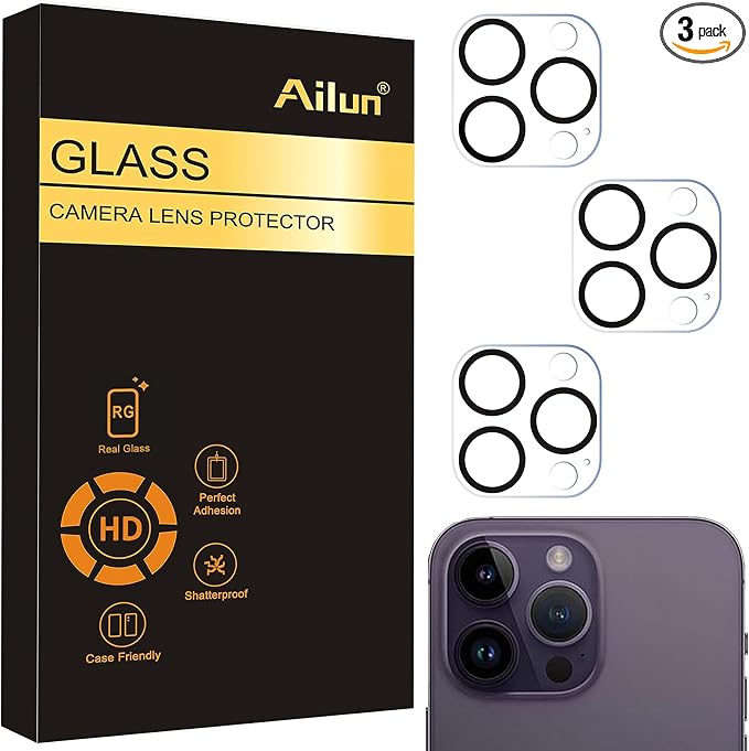 Ailun Camera Lens Protector for iPhone 16 Pro/16 Pro Max/14 Pro/14 Pro Max | 3 Pack, Tempered Glass, Anti-Scratch, Case Friendly by Ailun