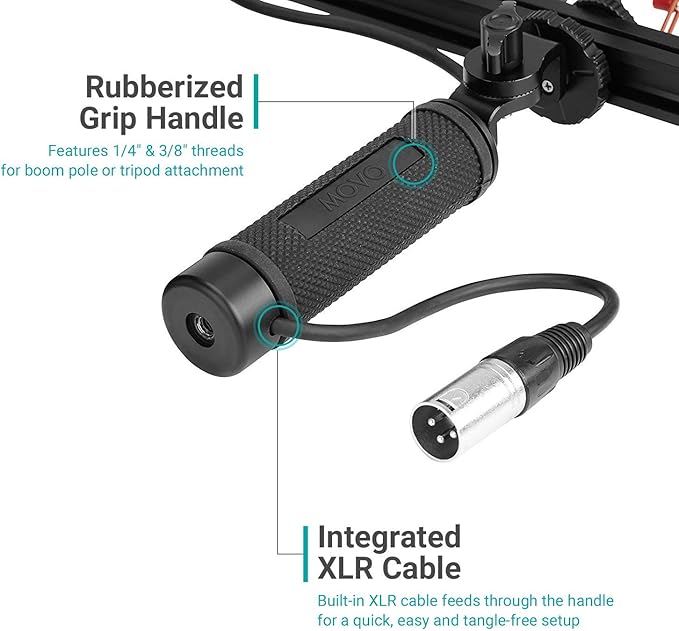 Movo BWS1000 Blimp Wind & Vibration Protection System for Shotgun Microphones - Features 12-point Internal Shockmount, Integrated XLR Cable, Furry Deadcat Windscreen & Grip Handle with Boom Attachment - Image 6
